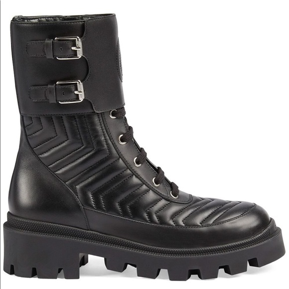 Gucci FRANCES Matelasse’ Combat Lug Boot 38.5 8 8.5 💚♥️ - Picture 14 of 16